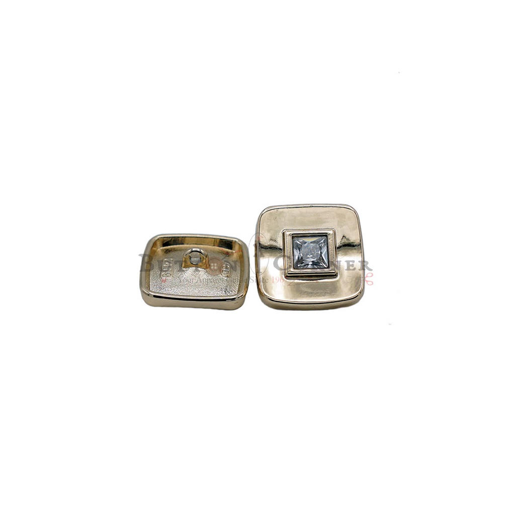 Zircon Stone Square Metal Button | Button Corner